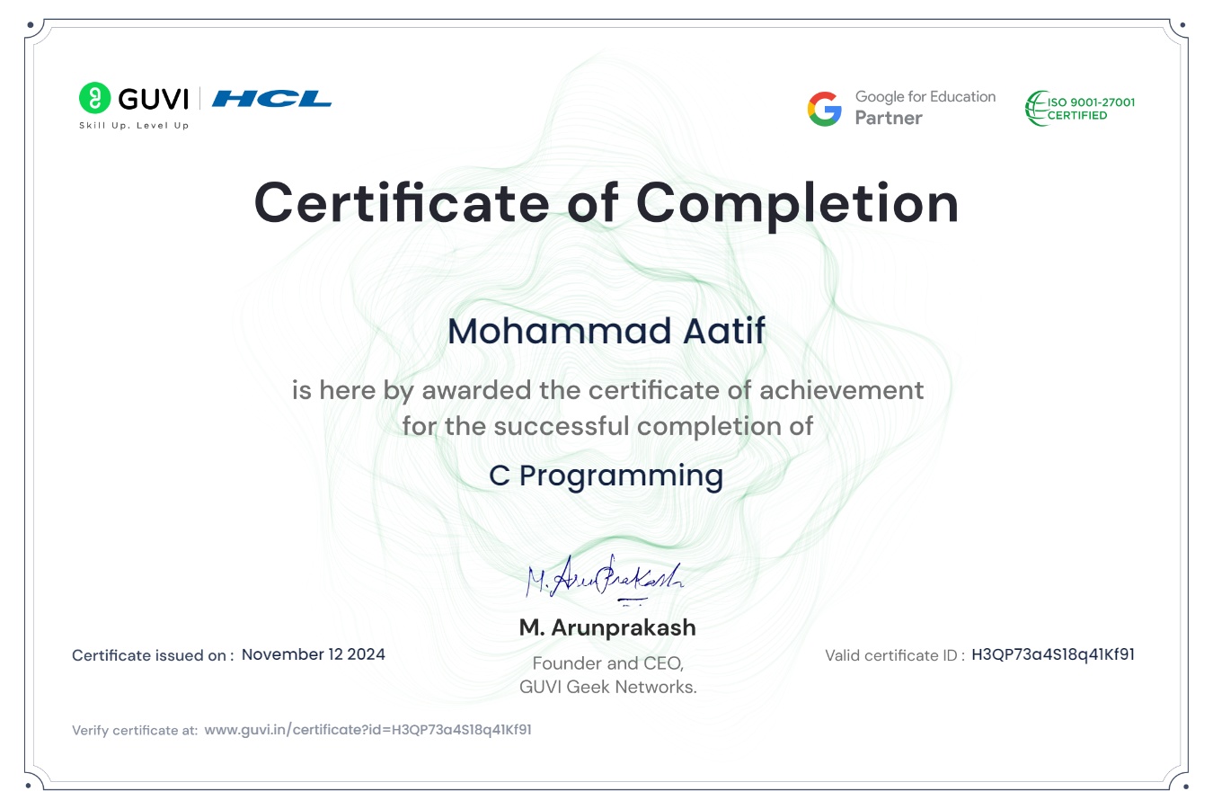 C Programming – Guvi x HCL