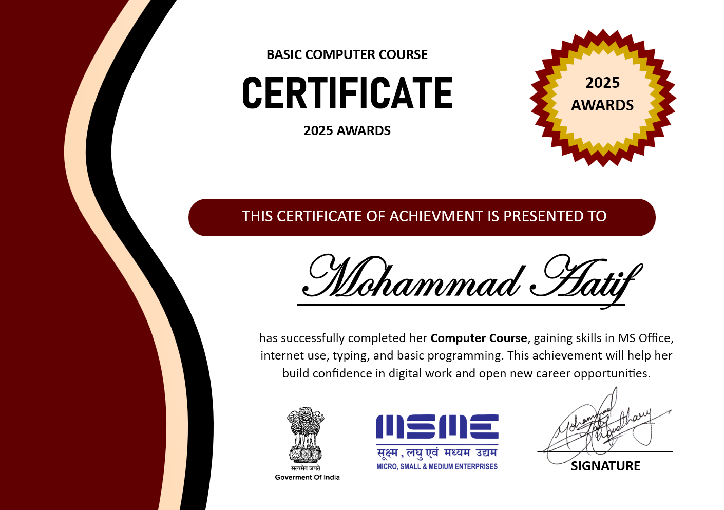Professional Certificate Template Design